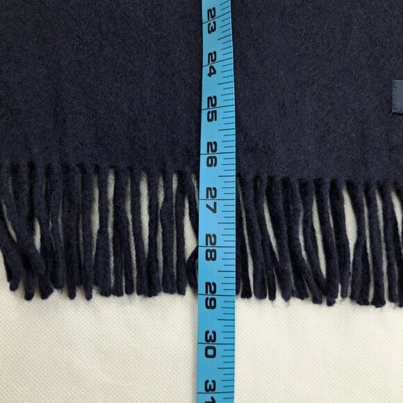 BURBERRY London Solid Plaid Knit 100% Cashmere Logo Charcoal Gray Scarf - Picture 7 of 8